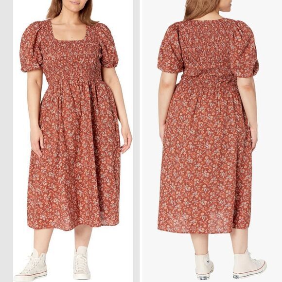 NEW Madewell Plus Harper Puff Sleeve Scoop Neck Lucie Midi Dress, 24W - Picture 1 of 16